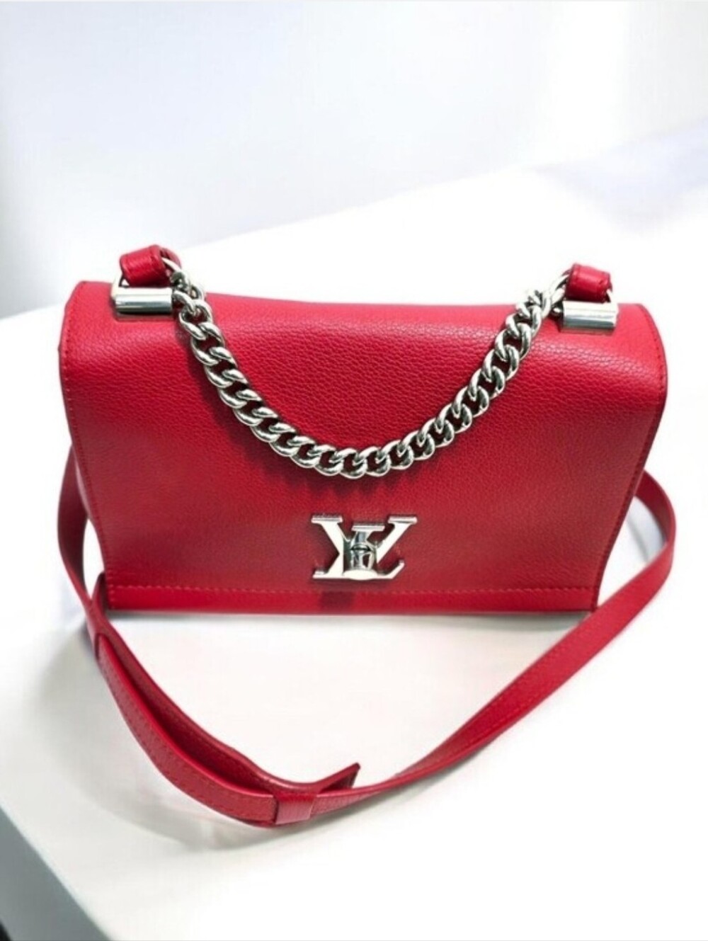 Louis Vuitton Lockme II BB Red Calfskin Leather Flap Crossbody Bag - Picture 8 of 16